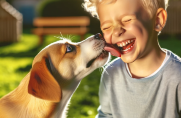 Pes olizuje dítě, otázka hygieny dutiny ústní psa