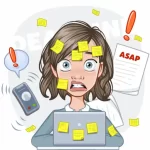 Kreslená avatarka Ivety Schwarzové pracuje na dalším obsahu stránky – připravuje nové materiály v rámci projektu Dítě a pes.