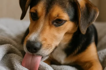 Pes olizuje deku, nevhodné chování