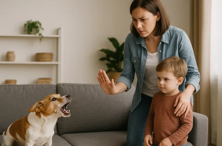 Pes, který štěká na dítě, nás může znejistit. Musíme najít způsob, jak odnaučit psa štěkat na lidi